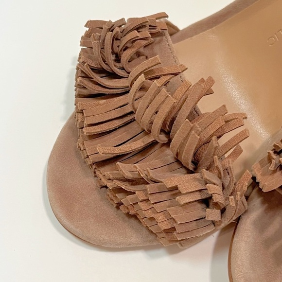 Banana Republic brown tan suede leather "Honey" fringe pumps sandals. Women 8.5 - Picture 5 of 14